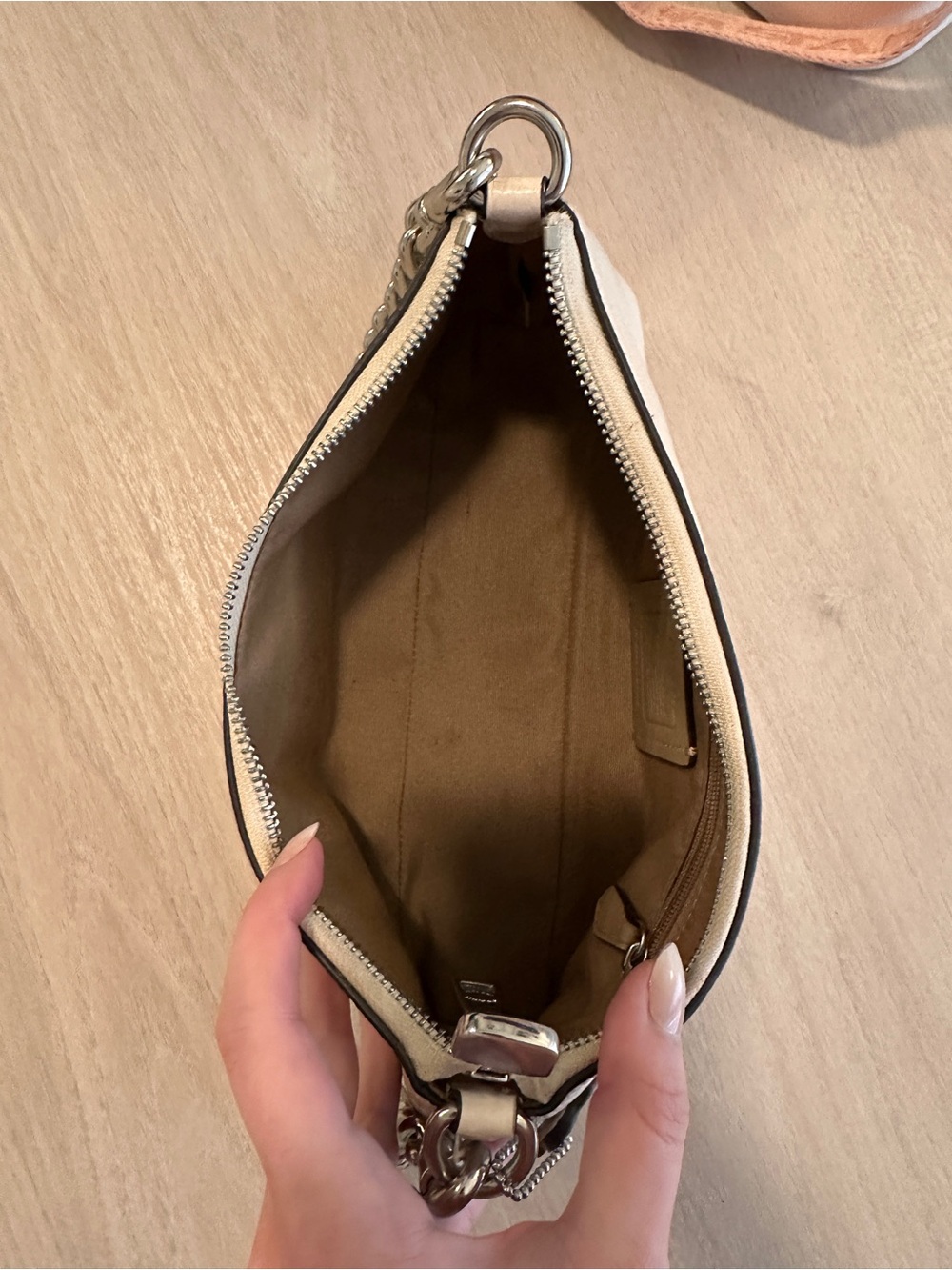 Coach Mini Shoulder Bag in Light Cream with Silver Chain - Picture 5 of 6